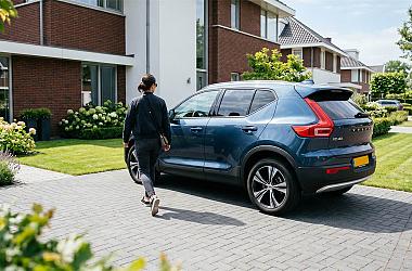 Persoon loop naar auto toe