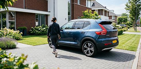 Persoon loop naar auto toe