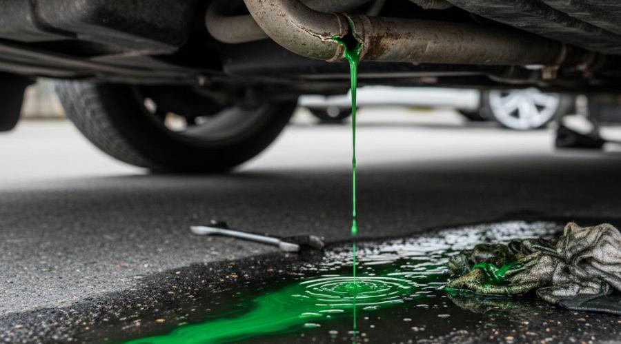 Koelvloeistof lekt uit auto